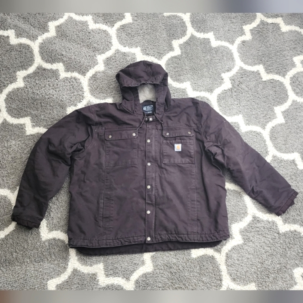 Carhartt Men's Sherpa-Lined Utility Jacket - Relaxed Fit - Washed Duck